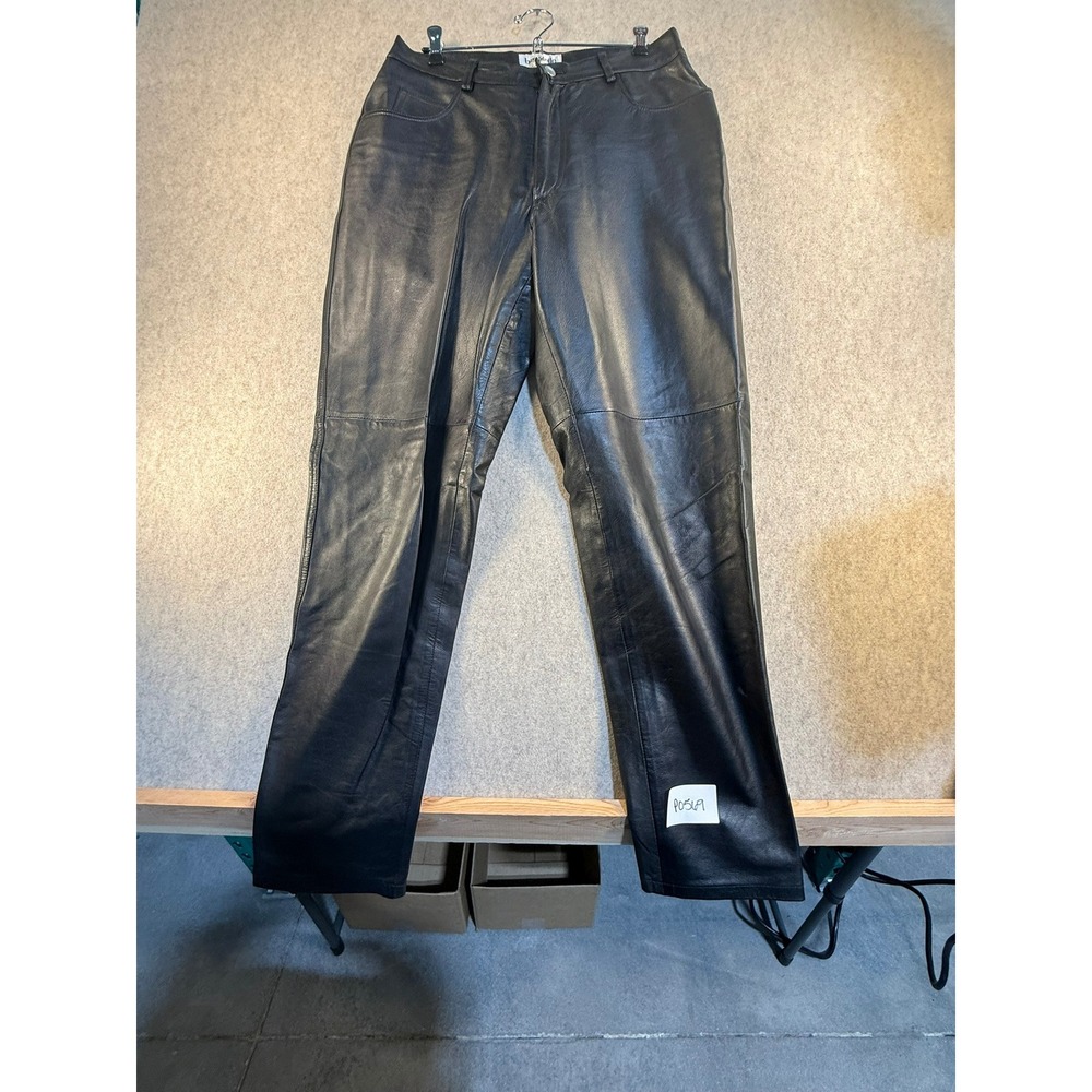 Bagatelle Black Leather Pants Womens Size 12 Straight Leg High Rise 5-Pocket